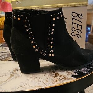 Elegant Black Studded Ankle Booties